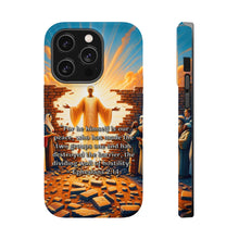 DistinctInk Tough Case for Apple iPhone, Compatible with MagSafe Charging - "The Peacemaker: Ephesians 2:14 Unites and Breaks Hostility"