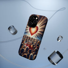 DistinctInk Tough Case for Apple iPhone, Compatible with MagSafe Charging - "Love Covers Sins: 1 Peter 4:8 Bible Verse"