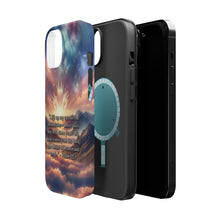 DistinctInk Tough Case for Apple iPhone, Compatible with MagSafe Charging - Psalm 121:1 - Seeking Divine Assistance in the Mountains
