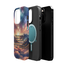 DistinctInk Tough Case for Apple iPhone, Compatible with MagSafe Charging - Psalm 121:1 - Seeking Divine Assistance in the Mountains