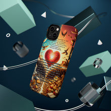 DistinctInk Tough Case for Apple iPhone, Compatible with MagSafe Charging - "Matthew 6:19 - Storing Treasures: Earthly vs. Heavenly Abundance"