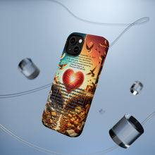 DistinctInk Tough Case for Apple iPhone, Compatible with MagSafe Charging - "Matthew 6:19 - Storing Treasures: Earthly vs. Heavenly Abundance"