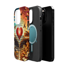 DistinctInk Tough Case for Apple iPhone, Compatible with MagSafe Charging - "Matthew 6:19 - Storing Treasures: Earthly vs. Heavenly Abundance"