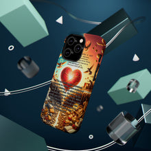 DistinctInk Tough Case for Apple iPhone, Compatible with MagSafe Charging - "Matthew 6:19 - Storing Treasures: Earthly vs. Heavenly Abundance"