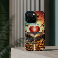 DistinctInk Tough Case for Apple iPhone, Compatible with MagSafe Charging - "Matthew 6:19 - Storing Treasures: Earthly vs. Heavenly Abundance"