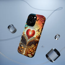 DistinctInk Tough Case for Apple iPhone, Compatible with MagSafe Charging - "Matthew 6:19 - Storing Treasures: Earthly vs. Heavenly Abundance"
