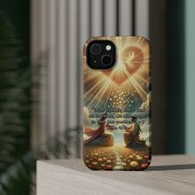DistinctInk Tough Case for Apple iPhone, Compatible with MagSafe Charging - "1 John 4:11 - Loving One Another Through God's Love"