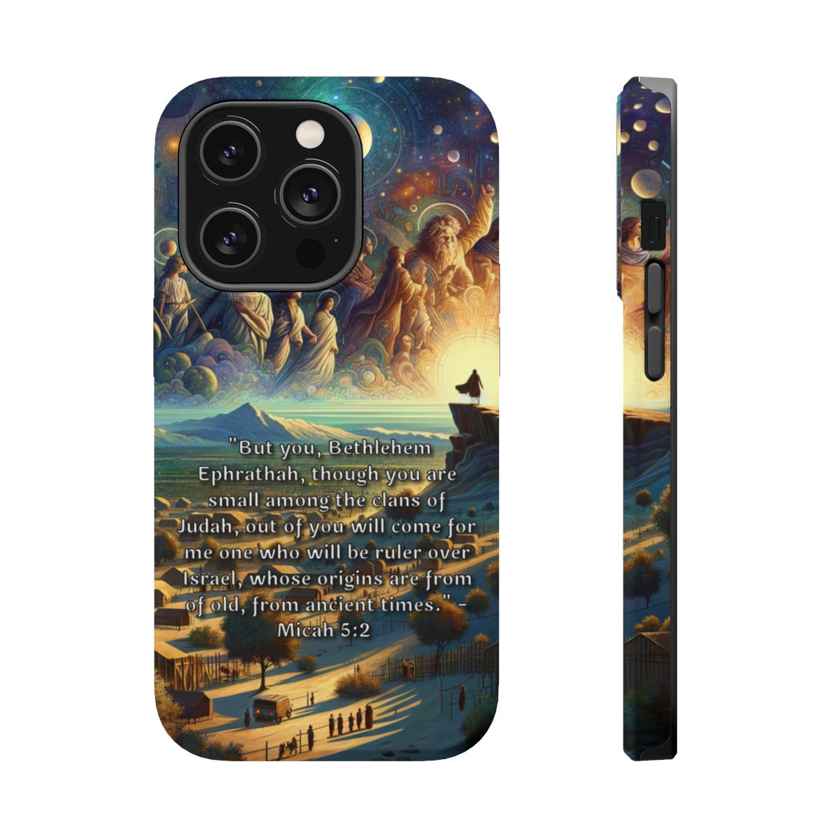 DistinctInk Tough Case for Apple iPhone, Compatible with MagSafe Charging - Micah 5:2 - The Birthplace of the Future Ruler