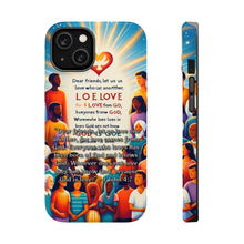 DistinctInk Tough Case for Apple iPhone, Compatible with MagSafe Charging - "Love: A Divine Gift - 1 John 4:7"