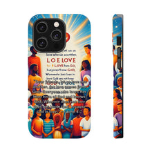 DistinctInk Tough Case for Apple iPhone, Compatible with MagSafe Charging - "Love: A Divine Gift - 1 John 4:7"