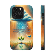 DistinctInk Tough Case for Apple iPhone, Compatible with MagSafe Charging - "We Love Because He First Loved Us" - 1 John 4:19