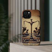 DistinctInk Tough Case for Apple iPhone, Compatible with MagSafe Charging - "1 Corinthians 1:27 - God's Surprising Choice of Foolishness"