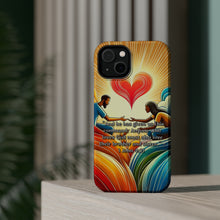 DistinctInk Tough Case for Apple iPhone, Compatible with MagSafe Charging - "Brotherly Love: Commanded by God - 1 John 4:21"