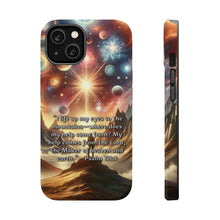 DistinctInk Tough Case for Apple iPhone, Compatible with MagSafe Charging - "Seeking Help: Psalm 121:1 - Eyes on Mountains"