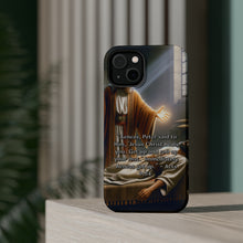 DistinctInk Tough Case for Apple iPhone, Compatible with MagSafe Charging - "Aeneas' Healing: Acts 9:34 - Jesus' Miraculous Power Demonstrated"