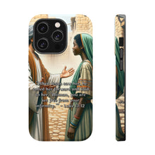 DistinctInk Tough Case for Apple iPhone, Compatible with MagSafe Charging - "Jesus' Healing Touch: Luke 13:12 - Woman Set Free"