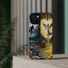 DistinctInk Tough Case for Apple iPhone, Compatible with MagSafe Charging - "Matthew 6:19 - Storing Treasures in Heaven, Not Earth"