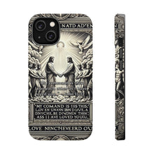 DistinctInk Tough Case for Apple iPhone, Compatible with MagSafe Charging - "John 15:12 - Loving Others with Christ's Example"