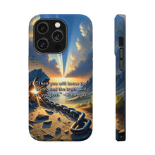 DistinctInk Tough Case for Apple iPhone, Compatible with MagSafe Charging - "The Truth Shall Set You Free" - John 8:32