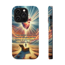 DistinctInk Tough Case for Apple iPhone, Compatible with MagSafe Charging - "Delight in the Lord: Psalm 37:4 - Your Heart's Desires"