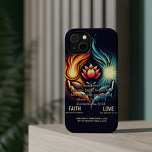 DistinctInk Tough Case for Apple iPhone, Compatible with MagSafe Charging - The Greatest of These: 1 Corinthians 13:13 Faith, Hope, Love