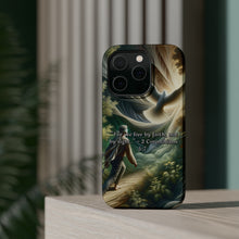 DistinctInk Tough Case for Apple iPhone, Compatible with MagSafe Charging - "Living by Faith: 2 Corinthians 5:7, NIV"