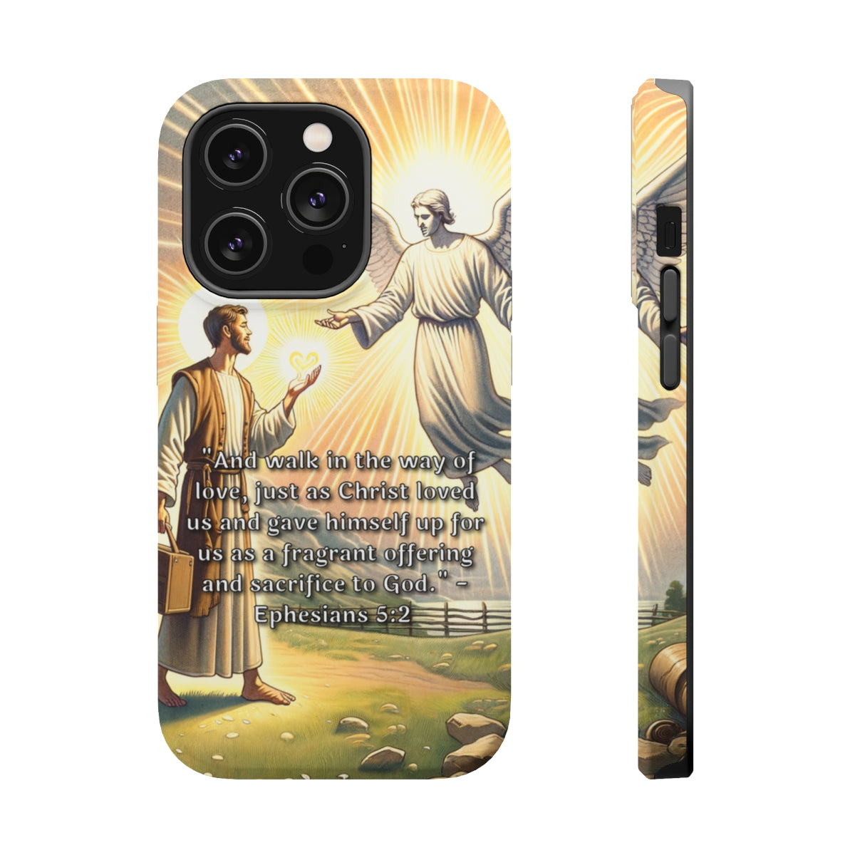 DistinctInk Tough Case for Apple iPhone, Compatible with MagSafe Charging - Ephesians 5:2 - Walk in Love: Christ's Sacrificial Offering