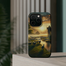 DistinctInk Tough Case for Apple iPhone, Compatible with MagSafe Charging - Psalm 23:1 - The Lord, My Shepherd, Empowers Me