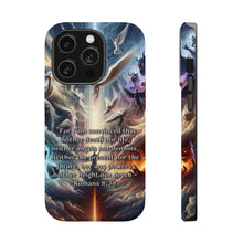 DistinctInk Tough Case for Apple iPhone, Compatible with MagSafe Charging - "Immutable Faith: Romans 8:38 - Conquering Death, Life, and Beyond"