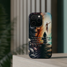 DistinctInk Tough Case for Apple iPhone, Compatible with MagSafe Charging - Delivered for Our Sins: Romans 4:25 Explanation