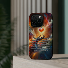 DistinctInk Tough Case for Apple iPhone, Compatible with MagSafe Charging - "1 John 4:16 - Experiencing God's Eternal Love"