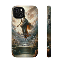 DistinctInk Tough Case for Apple iPhone, Compatible with MagSafe Charging - "Salvation Promise: Romans 10:9 – 'Jesus is Lord'"