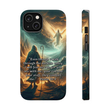 DistinctInk Tough Case for Apple iPhone, Compatible with MagSafe Charging - Psalm 23:4 - Finding Comfort in the Darkest Valley