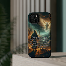 DistinctInk Tough Case for Apple iPhone, Compatible with MagSafe Charging - Psalm 23:4 - Finding Comfort in the Darkest Valley