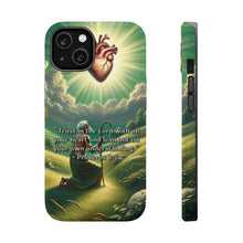 DistinctInk Tough Case for Apple iPhone, Compatible with MagSafe Charging - "Proverbs 3:5 - Trust in the Lord Wholeheartedly"