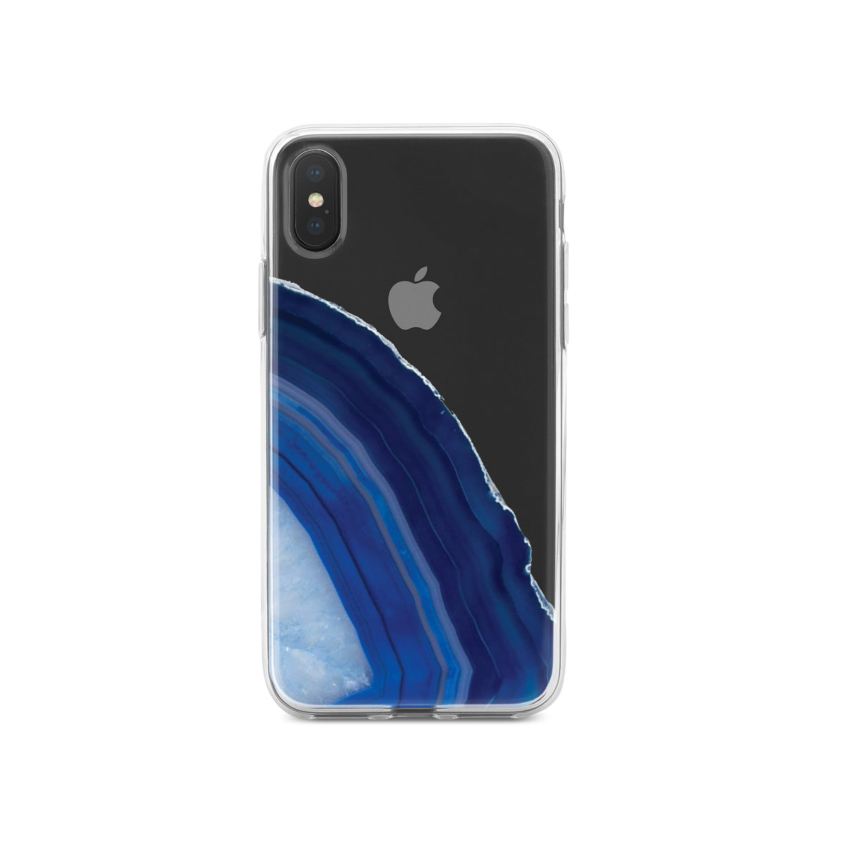 Dark Blue Agate Crystal Geode Clear Shockproof iPhone Case, view 3