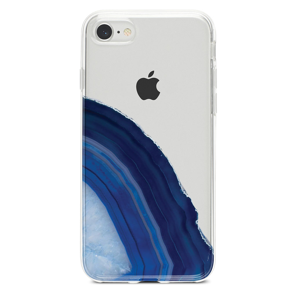 Dark Blue Agate Crystal Geode Clear Shockproof iPhone Case, view 5