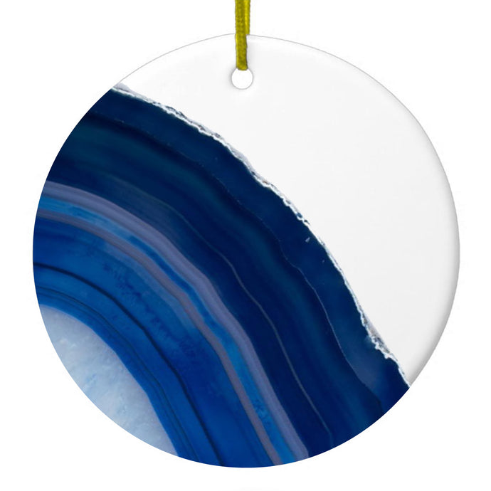 Dark Blue Agate Crystal Geode Ceramic Ornament