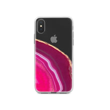 DistinctInk® Clear Shockproof Hybrid Case for Apple iPhone / Samsung Galaxy / Google Pixel - Hot Pink Agate Crystal Geode