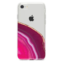 DistinctInk® Clear Shockproof Hybrid Case for Apple iPhone / Samsung Galaxy / Google Pixel - Hot Pink Agate Crystal Geode