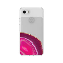 DistinctInk® Clear Shockproof Hybrid Case for Apple iPhone / Samsung Galaxy / Google Pixel - Hot Pink Agate Crystal Geode