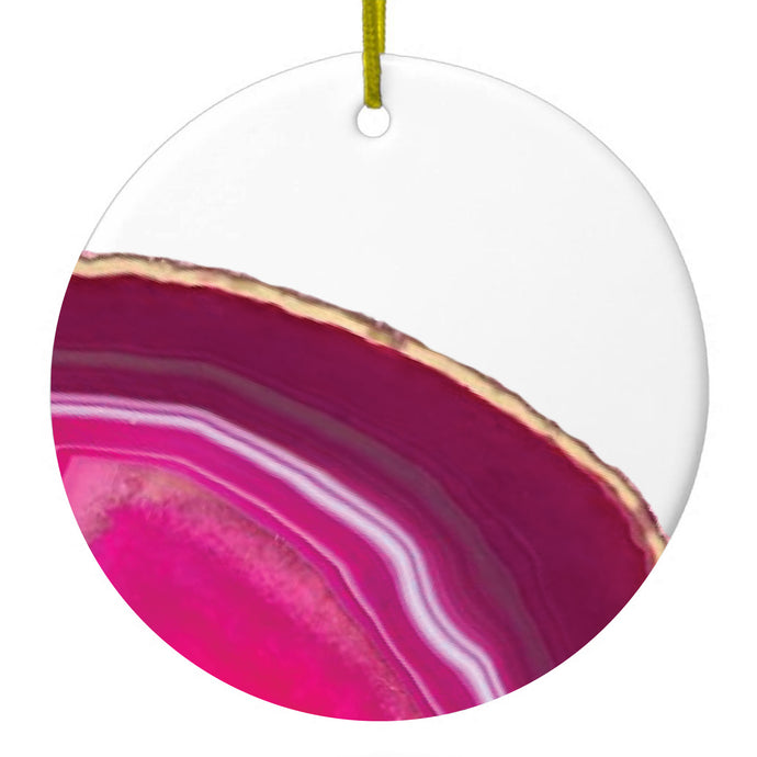 Hot Pink Agate Crystal Geode Ceramic Ornament