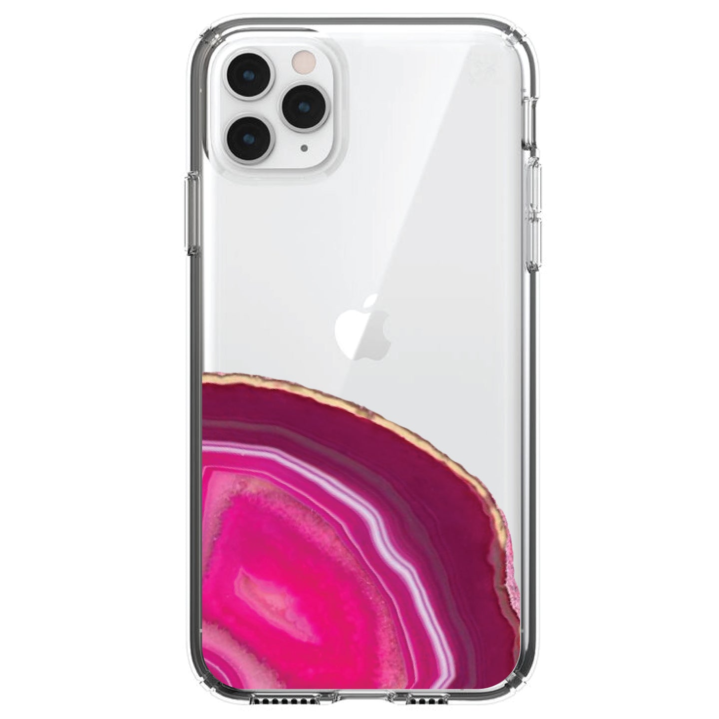 DistinctInk® Clear Shockproof Hybrid Case for Apple iPhone / Samsung Galaxy / Google Pixel - Hot Pink Agate Crystal Geode