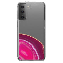 DistinctInk® Clear Shockproof Hybrid Case for Apple iPhone / Samsung Galaxy / Google Pixel - Hot Pink Agate Crystal Geode