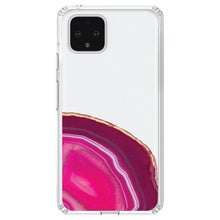 DistinctInk® Clear Shockproof Hybrid Case for Apple iPhone / Samsung Galaxy / Google Pixel - Hot Pink Agate Crystal Geode