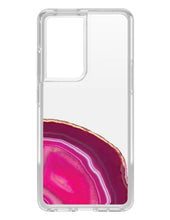 DistinctInk® Clear Shockproof Hybrid Case for Apple iPhone / Samsung Galaxy / Google Pixel - Hot Pink Agate Crystal Geode
