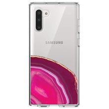 DistinctInk® Clear Shockproof Hybrid Case for Apple iPhone / Samsung Galaxy / Google Pixel - Hot Pink Agate Crystal Geode