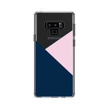 DistinctInk® Clear Shockproof Hybrid Case for Apple iPhone / Samsung Galaxy / Google Pixel - Color Block - Navy & Pink