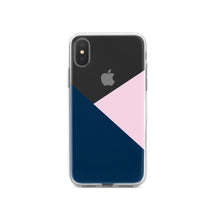 DistinctInk® Clear Shockproof Hybrid Case for Apple iPhone / Samsung Galaxy / Google Pixel - Color Block - Navy & Pink