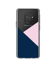 DistinctInk® Clear Shockproof Hybrid Case for Apple iPhone / Samsung Galaxy / Google Pixel - Color Block - Navy & Pink
